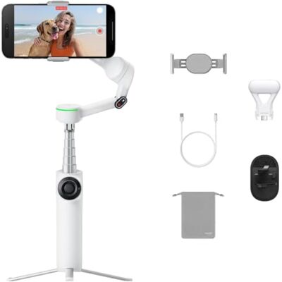 Insta360 Flow 2 Pro Pacote para vlog branco Gimbal de telefone IA, seguimento em mais de 200 apps com Apple DockKit, rastreamento de pão de 360º, tripé/Selfie Stick, controlo remoto e montagem de mochila Insta360 Flow 2 Pro Pacote para vlog branco Gimbal de telefone IA, seguimento em mais de 200 apps com Apple DockKit, rastreamento de pão de 360º, tripé/Selfie Stick, controlo remoto e montagem de mochila