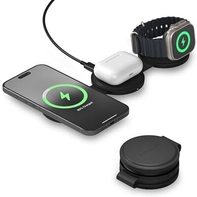 SATECHI OntheGo™ Carregador Sem Fios 3 em 1 Dobrável, Estação de Carregamento Rápido Qi2 a 15W para Séries iPhone 17 16 15 a 12, 5W para Apple Watch e AirPods, Carregador de Indução para Viagens SATECHI OntheGo™ Carregador Sem Fios 3 em 1 Dobrável, Estação de Carregamento Rápido Qi2 a 15W para Séries iPhone 17 16 15 a 12, 5W para Apple Watch e AirPods, Carregador de Indução para Viagens