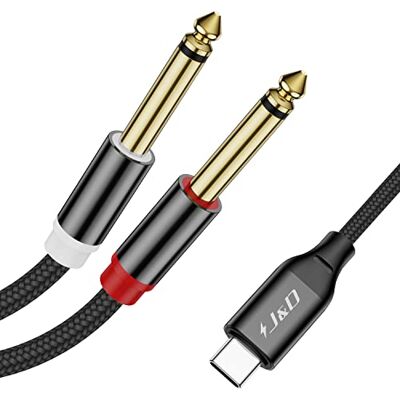 J&D Cabo USB C para divisor estéreo duplo de 6,35 mm, 1/4 polegadas, USB tipo C para cabo de áudio duplo TS de 6,35 mm, 1/4 polegadas, para iPhone série 15, tablet, portátil, amplificador, 2 m J&D Cabo USB C para divisor estéreo duplo de 6,35 mm, 1/4 polegadas, USB tipo C para cabo de áudio duplo TS de 6,35 mm, 1/4 polegadas, para iPhone série 15, tablet, portátil, amplificador, 2 m