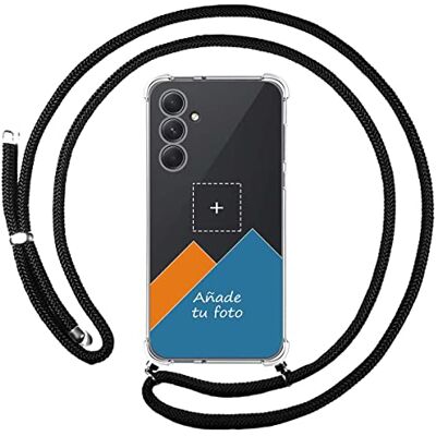 Tumundosmartphone Personalize a sua capa pendente transparente para Samsung Galaxy A54 5G com cordão preto desenho personalizado Tumundosmartphone Personalize a sua capa pendente transparente para Samsung Galaxy A54 5G com cordão preto desenho personalizado