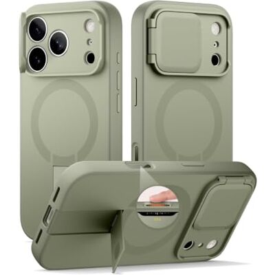 SURITCH Capa Magnética Compatível com iPhone 17 Pro, Capa Protetora à Prova de Choque com Tampa de Câmara e Suporte Ajustável (Verde) SURITCH Capa Magnética Compatível com iPhone 17 Pro, Capa Protetora à Prova de Choque com Tampa de Câmara e Suporte Ajustável (Verde)