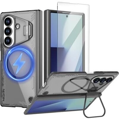 Nillkin Capa magnética para Samsung Galaxy Z Fold 7, capa fina e transparente com protetor de ecrã, suporte integrado para câmara, proteção de dobradiça e compatibilidade com MagSafe, preto Nillkin Capa magnética para Samsung Galaxy Z Fold 7, capa fina e transparente com protetor de ecrã, suporte integrado para câmara, proteção de dobradiça e compatibilidade com MagSafe, preto