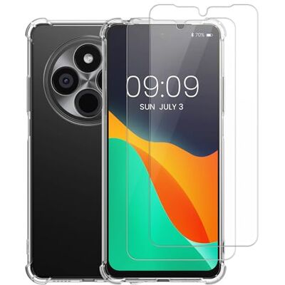 kalibri Capa compatível com Xiaomi Redmi 14C/Poco C75 capa transparente capa protetora para os 4 cantos e 2X protetores de vidro temperado para ecrã kalibri Capa compatível com Xiaomi Redmi 14C/Poco C75 capa transparente capa protetora para os 4 cantos e 2X protetores de vidro temperado para ecrã