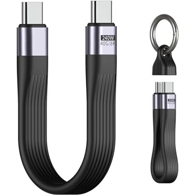 MoKo Cabo USB-C curto de 5 polegadas com porta-chaves, USB-C a USB-C 240W, 40Gbps, 8K@60Hz, USB 4.0 compatível com Thunderbolt 4/3, compatível com iPhone/iPad/Samsung, suporta OTG MoKo Cabo USB-C curto de 5 polegadas com porta-chaves, USB-C a USB-C 240W, 40Gbps, 8K@60Hz, USB 4.0 compatível com Thunderbolt 4/3, compatível com iPhone/iPad/Samsung, suporta OTG