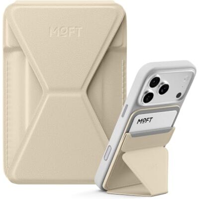 MOFT MagSafe Carteira suporte para iPhone 17/16/15/14/13 séries, compatível com MagSafe, suporte magnético de movas, couro vegano para telefone com 3 ângulos de visão, 2 suportes para cartões (bege terra) MOFT MagSafe Carteira suporte para iPhone 17/16/15/14/13 séries, compatível com MagSafe, suporte magnético de movas, couro vegano para telefone com 3 ângulos de visão, 2 suportes para cartões (bege terra)