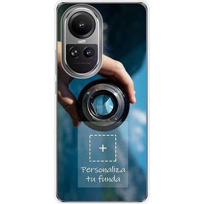 Tumundosmartphone Personalize a sua capa de silicone gel TPU transparente com a sua fotografia para OPPO Reno 10 5G / 10 Pro 5G desenho personalizado Tumundosmartphone Personalize a sua capa de silicone gel TPU transparente com a sua fotografia para OPPO Reno 10 5G / 10 Pro 5G desenho personalizado