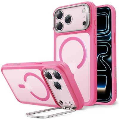ESR Classic Hybrid capa para iPhone 17 Pro com suporte Flex, rosa mate Anti-amarelecimento durável, suporte para câmara, compatível com MagSafe, proteção militar 3X, capa magnética ESR Classic Hybrid capa para iPhone 17 Pro com suporte Flex, rosa mate Anti-amarelecimento durável, suporte para câmara, compatível com MagSafe, proteção militar 3X, capa magnética
