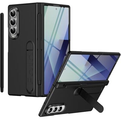 BAILI Capa para Galaxy Z Fold 3 com suporte, protetor de ecrã frontal, ranhura para S Pen, proteção de dobradiça, cobertura completa para Samsung Galaxy Z Fold3 com lápis ótico preto BAILI Capa para Galaxy Z Fold 3 com suporte, protetor de ecrã frontal, ranhura para S Pen, proteção de dobradiça, cobertura completa para Samsung Galaxy Z Fold3 com lápis ótico preto