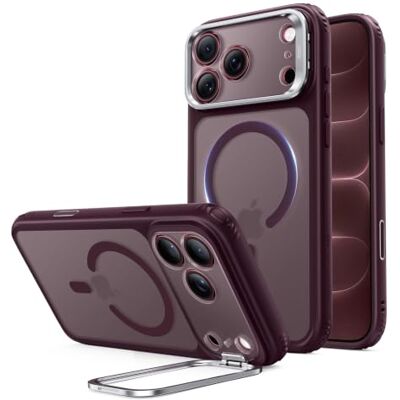 ESR Classic Hybrid capa para iPhone 18 Pro Max/17 Pro MAX com suporte Flex Anti-amarelecimento durável, suporte para câmara, compatível com MagSafe, proteção militar 4X, capa magnética, borgonha mate ESR Classic Hybrid capa para iPhone 18 Pro Max/17 Pro MAX com suporte Flex Anti-amarelecimento durável, suporte para câmara, compatível com MagSafe, proteção militar 4X, capa magnética, borgonha mate