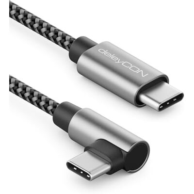 deleyCON 1m Cabo USB C 1x Ângulo de 90° PD3.0 (60W Carga Rápida) Cabo de Carregamento C para C para iPhone 17 16 15 Pro Max Samsung S25 S24 S23 S22 Pixel iPad Pro MacBook Air Tablets Switch PS5 deleyCON 1m Cabo USB C 1x Ângulo de 90° PD3.0 (60W Carga Rápida) Cabo de Carregamento C para C para iPhone 17 16 15 Pro Max Samsung S25 S24 S23 S22 Pixel iPad Pro MacBook Air Tablets Switch PS5
