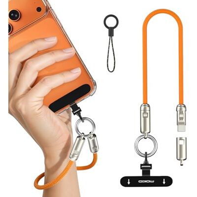 MoKo Corda para telemóvel 2 em 1 com cabo USB-C, laranja Carregamento PD 240W e design antirroubo móvel com fixação metálica de 360° MoKo Corda para telemóvel 2 em 1 com cabo USB-C, laranja Carregamento PD 240W e design antirroubo móvel com fixação metálica de 360°