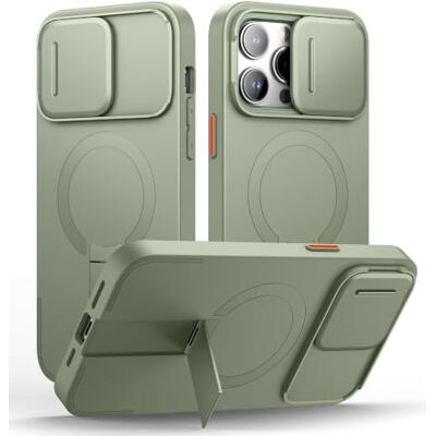 SURITCH Capa magnética compatível com iPhone 14 Pro MAX, capa de amortecimento à prova de proteção com tampa de câmara deslizante e suporte ajustável (verde) SURITCH Capa magnética compatível com iPhone 14 Pro MAX, capa de amortecimento à prova de proteção com tampa de câmara deslizante e suporte ajustável (verde)