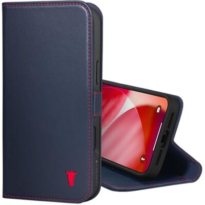 TORRO Capa de couro compatível com iPhone 17 Pro 6,3" 2025 capa de couro premium tipo carteira com suporte e ranhuras para cartões (compatível com carregadores MagSafe oficiais) azul-marinho TORRO Capa de couro compatível com iPhone 17 Pro 6,3" 2025 capa de couro premium tipo carteira com suporte e ranhuras para cartões (compatível com carregadores MagSafe oficiais) azul-marinho
