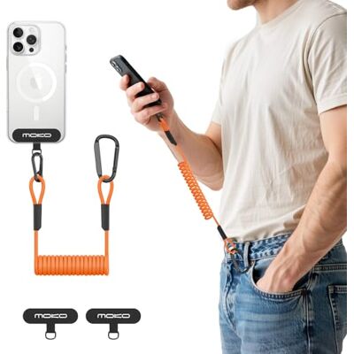 MoKo Cordão para telefone com adesivo, correia anti-roubo para telemóvel, cordão elástico universal anti-queda, Laranja cordón para movil con cable resistente y anclaje metálico giratorio 360° MoKo Cordão para telefone com adesivo, correia anti-roubo para telemóvel, cordão elástico universal anti-queda, Laranja cordón para movil con cable resistente y anclaje metálico giratorio 360°