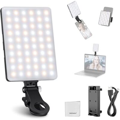 Neewer BÁSICO Luz LED Clip-on para Selfies Compatível com iPhone, Recarrregável 2000mAh, com Suporte para Telefone, Pano de Limpeza, Luz de Relleno para Webcam, Laptop, Zoom, Videoconferência Neewer BÁSICO Luz LED Clip-on para Selfies Compatível com iPhone, Recarrregável 2000mAh, com Suporte para Telefone, Pano de Limpeza, Luz de Relleno para Webcam, Laptop, Zoom, Videoconferência