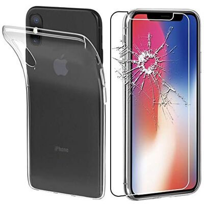 ebestStar Capa para iPhone X, iPhone XS Apple, capa de silicone transparente, camada protetora TPU anti-choques, slim ultra fino, transparente vidro temperado ebestStar Capa para iPhone X, iPhone XS Apple, capa de silicone transparente, camada protetora TPU anti-choques, slim ultra fino, transparente vidro temperado