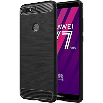 ebestStar Capa para Huawei Y7 2018, capa protetora em carbono TPU, anti-choques, preto ebestStar Capa para Huawei Y7 2018, capa protetora em carbono TPU, anti-choques, preto