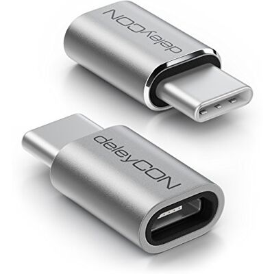deleyCON 2 peças adaptador USB-C de alumínio microfone USB Socket a USB C Plug para carregamento e sincronização para Apple Samsung Google Huawei Xiaomi telemóvel Smartphone Tablet portátil prata deleyCON 2 peças adaptador USB-C de alumínio microfone USB Socket a USB C Plug para carregamento e sincronização para Apple Samsung Google Huawei Xiaomi telemóvel Smartphone Tablet portátil prata