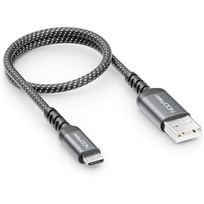 deleyCON 0,30 m Cabo micro USB curto cabo de carregamento e dados carregar e sincronizar USB-A para micro USB adaptador telemóvel Smartphone Tablet câmara comando PS4 etc. deleyCON 0,30 m Cabo micro USB curto cabo de carregamento e dados carregar e sincronizar USB-A para micro USB adaptador telemóvel Smartphone Tablet câmara comando PS4 etc.