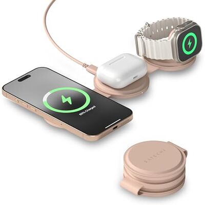 SATECHI OntheGo™ Carregador Sem Fios 3 em 1 Dobrável, Estação de Carregamento Rápido Qi2 a 15W para Séries iPhone 17 16 15 a 12, 5W para Apple Watch e AirPods, Carregador de Indução para Viagens SATECHI OntheGo™ Carregador Sem Fios 3 em 1 Dobrável, Estação de Carregamento Rápido Qi2 a 15W para Séries iPhone 17 16 15 a 12, 5W para Apple Watch e AirPods, Carregador de Indução para Viagens