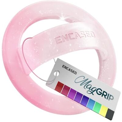 ENCASED Suporte de aderência magnético para telemóvel com fina banda de silicone para dedo compatível com iPhone (rosa cintilante) ENCASED Suporte de aderência magnético para telemóvel com fina banda de silicone para dedo compatível com iPhone (rosa cintilante)