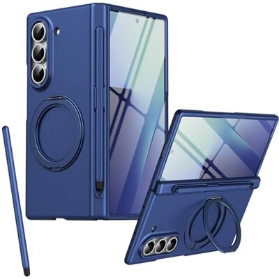 BAILI Magnetic Ring magnético para a capa Samsung Z Fold 6, suporte giratório dobrável, protetor de ecrã frontal, capa para Samsung Galaxy Z Fold6 com lápis tátil azul BAILI Magnetic Ring magnético para a capa Samsung Z Fold 6, suporte giratório dobrável, protetor de ecrã frontal, capa para Samsung Galaxy Z Fold6 com lápis tátil azul