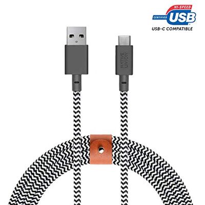Native Union Cabo Belt XL USB-C para USB-A 3 m cabo de carregamento ultra robusto com correia de couro compatível com iPhone 15, Samsung Galaxy Z Fold 5, Flip 5 / S23 Ultra, iPad Pro (Zebra) Native Union Cabo Belt XL USB-C para USB-A 3 m cabo de carregamento ultra robusto com correia de couro compatível com iPhone 15, Samsung Galaxy Z Fold 5, Flip 5 / S23 Ultra, iPad Pro (Zebra)