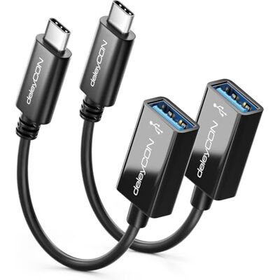 deleyCON 2 x adaptador USB-C para USB-A cabo 3.0 OTG compatível com computador portátil PC smartphone telemóvel iPhone 17 16 15 S25 S24 S23 MacBook iPad Mini iMac 17 cm deleyCON 2 x adaptador USB-C para USB-A cabo 3.0 OTG compatível com computador portátil PC smartphone telemóvel iPhone 17 16 15 S25 S24 S23 MacBook iPad Mini iMac 17 cm
