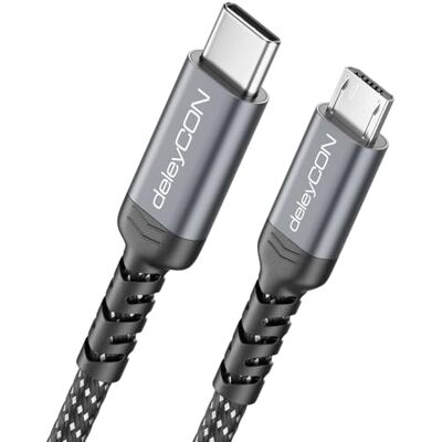 deleyCON 1,5 m Cabo USB-C para micro USB (carregamento e dados para dispositivos micro USB) para comando PS4, telemóvel, smartphone, tablet, câmera, etc. deleyCON 1,5 m Cabo USB-C para micro USB (carregamento e dados para dispositivos micro USB) para comando PS4, telemóvel, smartphone, tablet, câmera, etc.