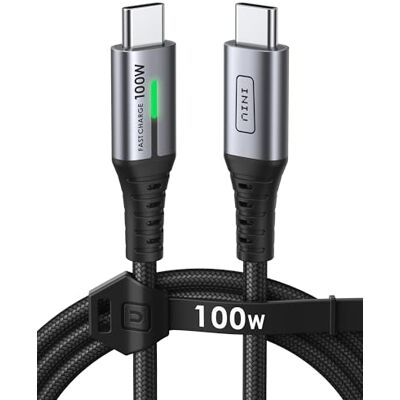 INIU Cable USB C 100W, 1m Cable USB C a USB C PD Carga Rapida, blanca Nylon carregador USB tipo C para iPhone 17 16 Pro Max, MacBook iPad Air, Samsung S26 S25, Pixel 9, Xiaomi Switch Steam Deck INIU Cable USB C 100W, 1m Cable USB C a USB C PD Carga Rapida, blanca Nylon carregador USB tipo C para iPhone 17 16 Pro Max, MacBook iPad Air, Samsung S26 S25, Pixel 9, Xiaomi Switch Steam Deck