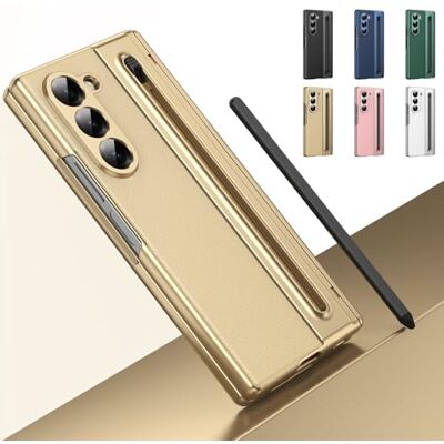 BAILI Capa para Galaxy Z Fold 5 com lápis ótico e ranhura para lápis, capa protetora de dobradiça, protetor de ecrã incorporado capa de couro para Samsung Galaxy Z Fold5-ouro BAILI Capa para Galaxy Z Fold 5 com lápis ótico e ranhura para lápis, capa protetora de dobradiça, protetor de ecrã incorporado capa de couro para Samsung Galaxy Z Fold5-ouro