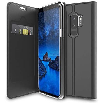 Verco Para Samsung Galaxy S9 Plus capa tipo livro galvanizada, capa de design com proteção 360°, compatível com Samsung Galaxy S9 Plus (6,2 polegadas), preto Verco Para Samsung Galaxy S9 Plus capa tipo livro galvanizada, capa de design com proteção 360°, compatível com Samsung Galaxy S9 Plus (6,2 polegadas), preto