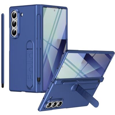 BAILI Capa para Galaxy Z Fold 5 com suporte, protetor de ecrã frontal, ranhura para S Pen, proteção de dobradiça, cobertura completa para Samsung Galaxy Z Fold5 com lápis ótico azul escuro BAILI Capa para Galaxy Z Fold 5 com suporte, protetor de ecrã frontal, ranhura para S Pen, proteção de dobradiça, cobertura completa para Samsung Galaxy Z Fold5 com lápis ótico azul escuro