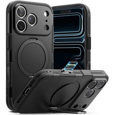 Ringke Alles Pro Capa para iPhone 17 Pro, compatível com MagSafe, proteção de botão de captura para controlo de câmara, poderoso íman, capa com suporte giratório de 360° preto Ringke Alles Pro Capa para iPhone 17 Pro, compatível com MagSafe, proteção de botão de captura para controlo de câmara, poderoso íman, capa com suporte giratório de 360° preto
