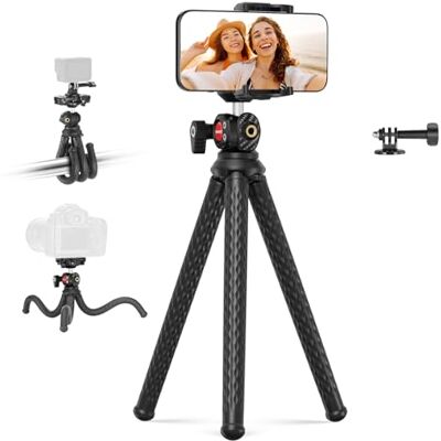 NEEWER Tripé flexível para telefone, pequeno suporte de secretária para câmara com suporte oculto para telefone, adaptador de montagem para câmara de ação, compatível com iPhone, GoPro, dji NEEWER Tripé flexível para telefone, pequeno suporte de secretária para câmara com suporte oculto para telefone, adaptador de montagem para câmara de ação, compatível com iPhone, GoPro, dji