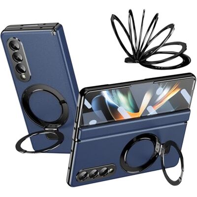 BAILI Capa para Samsung Z Fold4 com suporte integrado, proteção de dobradiça, protetor de ecrã, capa de couro para Samsung Galaxy Z Fold 4 compatível com mag-Safe-azul BAILI Capa para Samsung Z Fold4 com suporte integrado, proteção de dobradiça, protetor de ecrã, capa de couro para Samsung Galaxy Z Fold 4 compatível com mag-Safe-azul