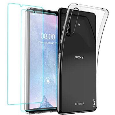 J&D Compatível para Sony Xperia 10 IV capa, vidro claro anti-amarelo capa com (2 embalagens) protetores de ecrã, TPU silicone Bumper capa, não compatível para Xperia 1 IV, transparente J&D Compatível para Sony Xperia 10 IV capa, vidro claro anti-amarelo capa com (2 embalagens) protetores de ecrã, TPU silicone Bumper capa, não compatível para Xperia 1 IV, transparente
