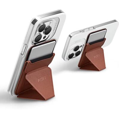 MOFT Carteira Magsafe para iPhone 15 14 13 12 séries, suporte magnético de couro vegan para telemóvel porta-cartões com 3 ângulos de visão, força magnética melhorada (castanho) MOFT Carteira Magsafe para iPhone 15 14 13 12 séries, suporte magnético de couro vegan para telemóvel porta-cartões com 3 ângulos de visão, força magnética melhorada (castanho)