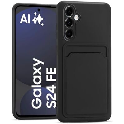 Verco Capa para Samsung Galaxy S24 FE Case de silicone, capa para telemóvel com porta-cartões capa fina para Samsung S24 FE capa preto Verco Capa para Samsung Galaxy S24 FE Case de silicone, capa para telemóvel com porta-cartões capa fina para Samsung S24 FE capa preto