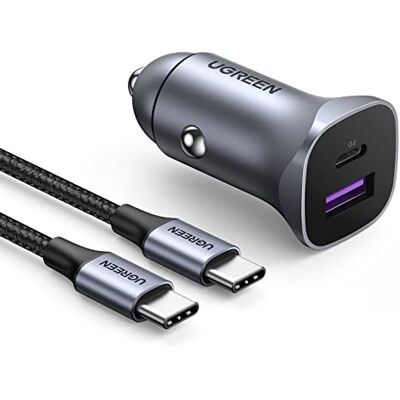 UGREEN 30W Carregador de Carro USB C/A com Cabo 1M, Carregamento Rápido PD 3.0, QC 3.0, Compatível com iPhone 17 Pro MAX Air/16,15,14 Plus Pro MAX iPad Galaxy S25,S24,Note 20 Pixel 10,9 UGREEN 30W Carregador de Carro USB C/A com Cabo 1M, Carregamento Rápido PD 3.0, QC 3.0, Compatível com iPhone 17 Pro MAX Air/16,15,14 Plus Pro MAX iPad Galaxy S25,S24,Note 20 Pixel 10,9