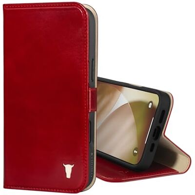 TORRO Capa de couro para iPhone 17, vermelho Couro de primeira, ranhuras para cartões, suporte integrado, compatível com carregadores oficiais MagSafe, proteção GEO-AS-3 TORRO Capa de couro para iPhone 17, vermelho Couro de primeira, ranhuras para cartões, suporte integrado, compatível com carregadores oficiais MagSafe, proteção GEO-AS-3