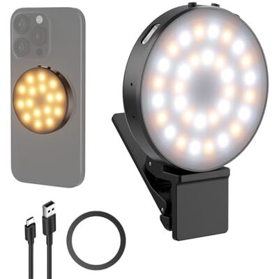 NEEWER Entry Level Version Luz Magnética Selfies Compatible con iPhone MagSafe, 1W Clip on Aro Luz LED Metal Teléfono,para Videoconferencias Grabación Maquillaje Portátil, CRI95+ 840lux/0,2m, NL32R NEEWER Entry Level Version Luz Magnética Selfies Compatible con iPhone MagSafe, 1W Clip on Aro Luz LED Metal Teléfono,para Videoconferencias Grabación Maquillaje Portátil, CRI95+ 840lux/0,2m, NL32R