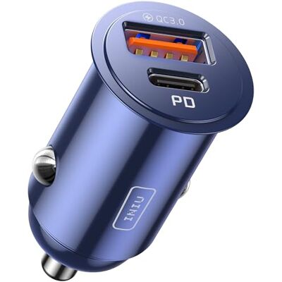 INIU Cargador Coche 60W, Carga RÁPIDA Cargador de Automóviles, Azul Adaptador de metal USB C 30W USB A 30W, de porta dupla para iPhone 18 17 16 Pro MAX Mini Samsung S21 Huawei LG INIU Cargador Coche 60W, Carga RÁPIDA Cargador de Automóviles, Azul Adaptador de metal USB C 30W USB A 30W, de porta dupla para iPhone 18 17 16 Pro MAX Mini Samsung S21 Huawei LG