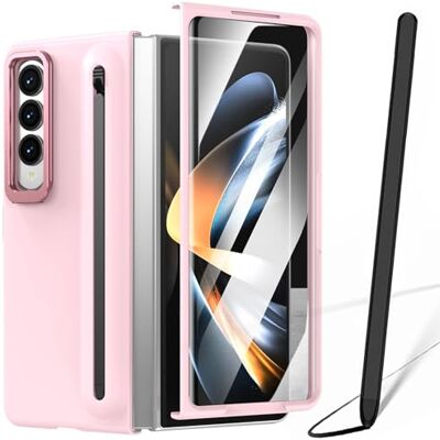 BAILI Capa para Galaxy Z Fold4 com lápis ótico, capa Fold 4 com suporte ranhura para S Pen, capa protetora de ecrã frontal para Samsung Galaxy Z Fold4 com suporte dobrável-rosa BAILI Capa para Galaxy Z Fold4 com lápis ótico, capa Fold 4 com suporte ranhura para S Pen, capa protetora de ecrã frontal para Samsung Galaxy Z Fold4 com suporte dobrável-rosa