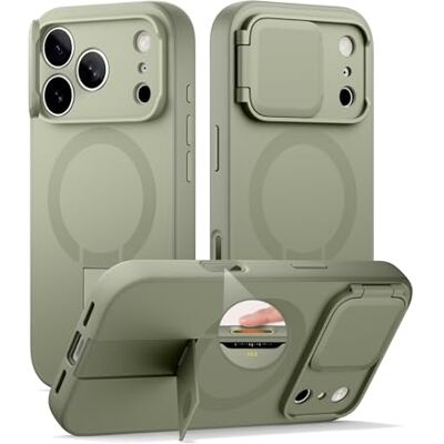 SURITCH Capa Magnética Compatível com iPhone 17 Pro MAX, Capa Protetora à Prova de Choque com Tampa de Câmara e Suporte Ajustável (Verde) SURITCH Capa Magnética Compatível com iPhone 17 Pro MAX, Capa Protetora à Prova de Choque com Tampa de Câmara e Suporte Ajustável (Verde)