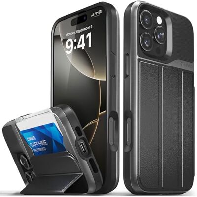 VENA vCommute Capa carteira para Apple iPhone 16 Pro MAX (6,9"), (Military Grade, ranhuras para cartões), capa de couro case com função de suporte preto VENA vCommute Capa carteira para Apple iPhone 16 Pro MAX (6,9"), (Military Grade, ranhuras para cartões), capa de couro case com função de suporte preto