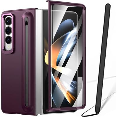 BAILI Capa para Galaxy Z Fold4 com lápis ótico, capa Fold 4 com suporte ranhura para S Pen, capa protetora de ecrã frontal para Samsung Galaxy Z Fold4 com suporte dobrável-vermelho BAILI Capa para Galaxy Z Fold4 com lápis ótico, capa Fold 4 com suporte ranhura para S Pen, capa protetora de ecrã frontal para Samsung Galaxy Z Fold4 com suporte dobrável-vermelho