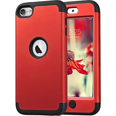 ULAK Capa para iPod Touch 7, iPod Touch 5/6 capa híbrida 3 em 1 silicone suave capa de suave resistente a raios absorção de choque capa para iPod Touch 5ª/6ª/7ª geração vermelho ULAK Capa para iPod Touch 7, iPod Touch 5/6 capa híbrida 3 em 1 silicone suave capa de suave resistente a raios absorção de choque capa para iPod Touch 5ª/6ª/7ª geração vermelho