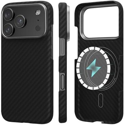 kalibri Capa compatível com iPhone 17 Pro capa capa anti-impactos muito resistente de fibra de carbono de Aramida compatível com Magsafe kalibri Capa compatível com iPhone 17 Pro capa capa anti-impactos muito resistente de fibra de carbono de Aramida compatível com Magsafe