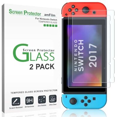 amFilm Nintendo Switch Protetor de ecrã (2 peças), vidro temperado protetor de ecrã para Nintendo Switch (2017) amFilm Nintendo Switch Protetor de ecrã (2 peças), vidro temperado protetor de ecrã para Nintendo Switch (2017)